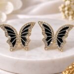Elegant Black Butterfly Stud Earrings