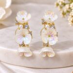 Elegant Pearl Flower Drop Earrings