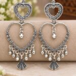 Elegant Silver Heart-Shaped Jhumka Earrings