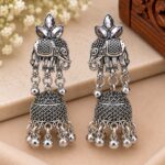 Elegant Oxidized Silver Elephant Jhumka Earrings