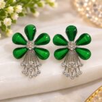Emerald Bloom Floral Crystal Drop Earrings ✨💚