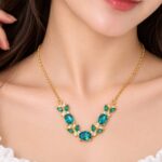 Elegant Blue Floral Gold Necklace 💙✨