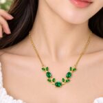 Elegant Emerald Green Floral Gold Necklace 💚✨