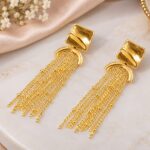 Elegant Golden Square Chain Tassel Earrings ✨💛