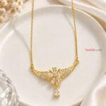 Elegant Floral CZ Pendant Necklace | Gold Finish Anti-Tarnish Jewellery