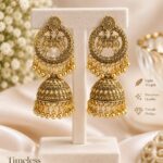 Traditional Antique Gold Peacock Jhumka Earrings | Designer Ethnic Jhumki Jewellery