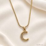 Crescent Moon CZ Anti-Tarnish Necklace | Korean Premium Jewellery