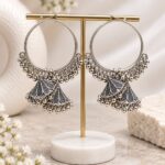 Oxidized Silver Jhumka Hoop Earrings | Traditional Ethnic Jewellery