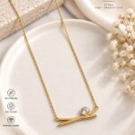 Korean Crystal Bar Pendant Necklace | Gold-Plated Anti-Tarnish Jewellery