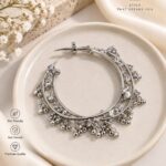 Korean Silver Hoop Earrings with Crystal & Pearl Drops | Anti-Tarnish Jewellery