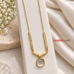 Elegant Korean Style Gold-Tone Square Pendant Necklace