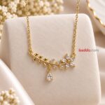Elegant Floral Leaf Pendant Necklace with Crystal Drops | Anti-Tarnish Jewellery