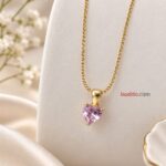 Elegant Korean Heart-Shaped Pink Crystal Pendant Necklace
