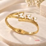 Elegant Korean Butterfly White Enamel Gold-Tone Open Cuff Bracelet | Anti-Tarnish Jewellery