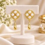 Premium Pearl Drop Gold Earrings | Elegant Korean Style Fashion Jewellery