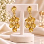 Elegant Gold Leaf Drop Earrings | Korean Style Statement Fashion Jewellery
