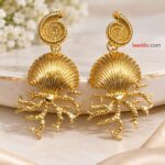 Golden Shell & Coral Drop Earrings – Premium Statement Jewellery