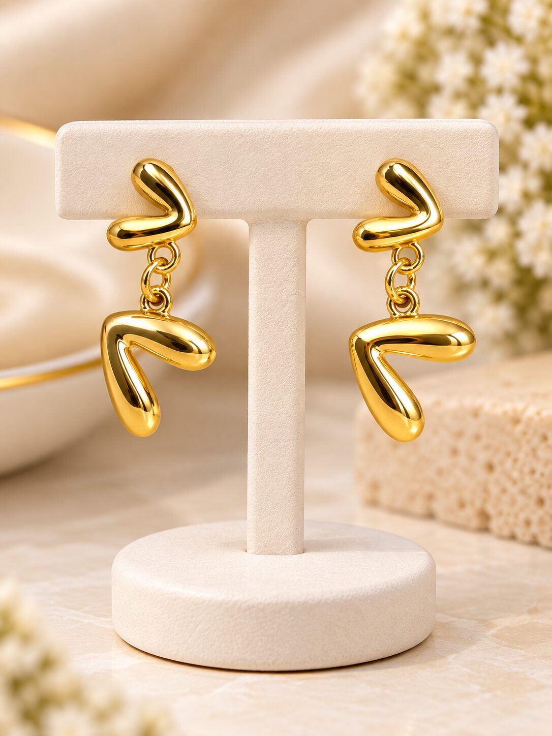 2026/09/1003581442.jpg Premium Gold Abstract Drop Earrings | Korean Style Fashion Jewellery - Image 1