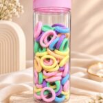 Pastel Colorful Hair Rubber Bands Jar – Assorted Elastic Hair Ties Set