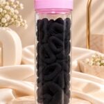 Black Fabric Hair Scrunchies – Premium Elastic Hair Ties Jar