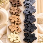 Premium Flower Hair Claw Clips – Matte Floral Hair Clips with Leaf Design