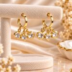 Premium Gold-Plated Heart Charm Hoop Earrings – Sparkling Crystal Party Wear Jewellery