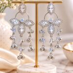 Silver Crystal Floral Chandelier Earrings with Elegant Drop Detailing