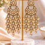 Gold Crystal Chandelier Earrings with Pearl & Designer Dangle Detailing