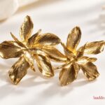 Gold Floral Statement Earrings – Korean Inspired Premium Design