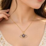 Gold Eye-Shaped Evil Eye Pendant Necklace – Korean Fashion Jewellery