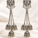 Oxidized Silver Long Tassel Jhumka Earrings – Premium Ethnic Jewellery