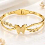 Elegant Butterfly Design Gold-Tone Kada Bracelet | Premium Korean Style Jewellery
