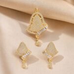 Elegant Gold-Plated Bell Design CZ Pendant & Earrings Set