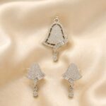 Silver Bell Design CZ Pendant & Earring Set