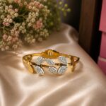 Elegant Gold Leaf Crystal Bangle ✨