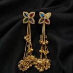 Elegant Multicolor Gold Butterfly Drop Earrings ✨