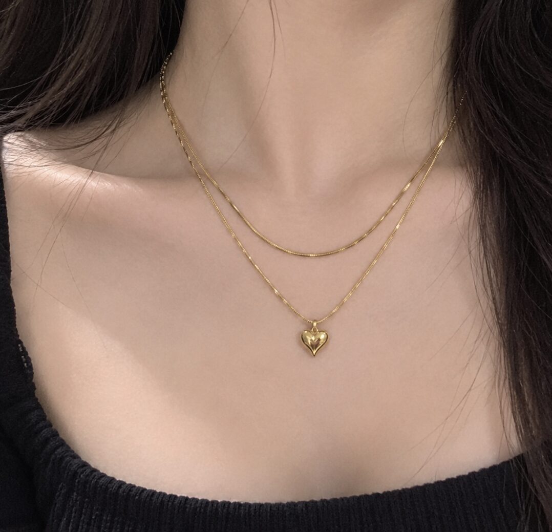 2026/09/4625.jpg “Elegant Double-Layer Heart Necklace ✨💛” - Image 1