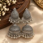 “Royal Silver Jhumka – Timeless Traditional Elegance” ✨