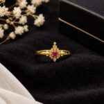 Royal Ruby Floral Gold Ring – Elegant & Timeless ✨