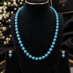 Premium Turquoise Pearl Necklace & Earrings Set ✨