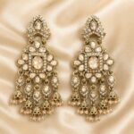 Antique Gold Kundan Floral Jhumka Earrings