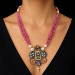 Rose Pink Multi-Strand Hand-Painted Floral Necklace