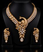 CZ Zirconia Vantara-Inspired Peacock AD Necklace Set - Image 3