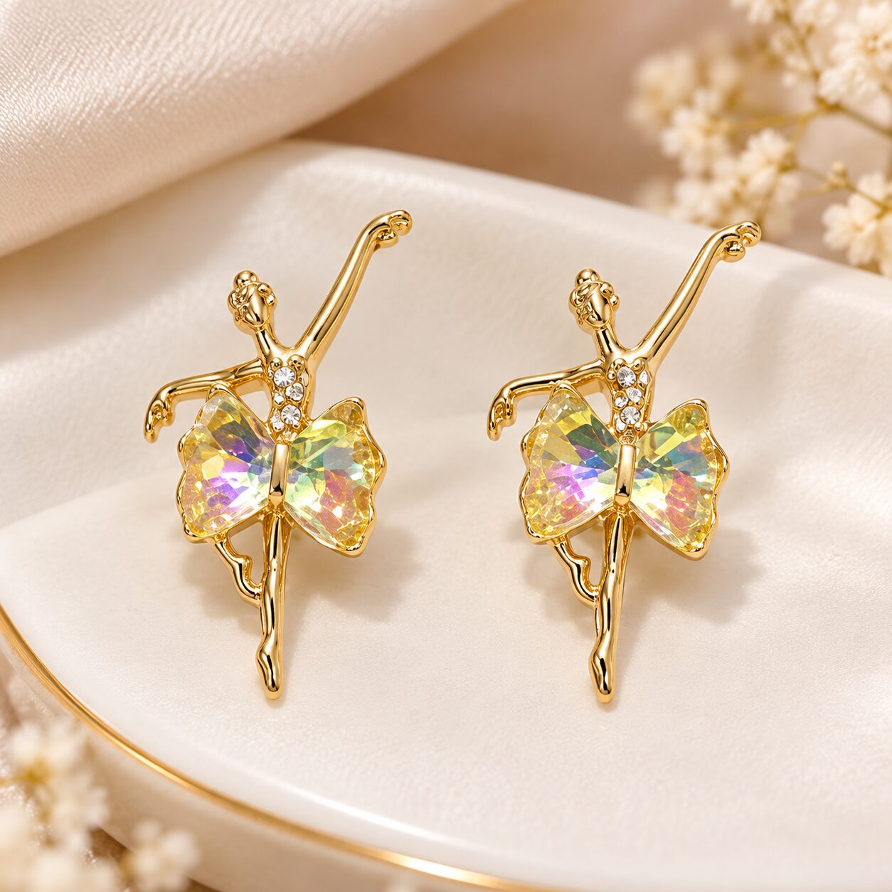 2026/10/1001799389.jpg Elegant Korean Design Multicolor Crystal Ballerina Earrings | Premium Fashion Jewellery - Image 1
