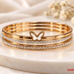 Rose Gold Butterfly Crystal Studded Bangle | Elegant Women’s Bracelet