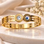 Rose Gold Butterfly Crystal Studded Bangle | Elegant Women’s Bracelet