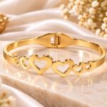 Golden Heart Link Designer Bangle | Elegant Women’s Bracelet
