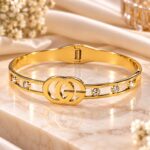 Luxury Gold Crystal Double-Layer Designer Bangle