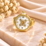 Luxury Gold Butterfly Dial Watch Ring