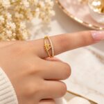 💍💍Elegant Golden Crown Ring | Premium Stone-Studded Adjustable Ring